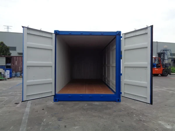 Contenedor marítimo 20 pies lateral abierto azul nuevo